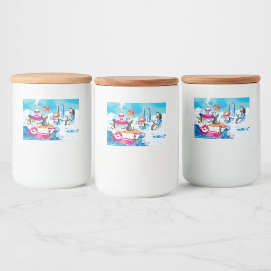 pinguïns in Antarctica Voedselcontainer Etiket (Flessen)