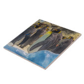 Pinguïns in de keramische tegel van de dierentuin tegeltje (Zijkant)