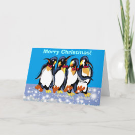 Pinguïns in de kom, vrolijk kerstfeest. feestdagen kaart