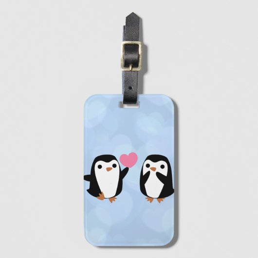 Pinguïns in de liefde bagagelabel (Voorkant (verticaal))