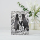 Pinguïns in de liefde briefkaart (Staand voorkant)