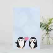 Pinguïns in de liefde briefpapier (Staand voorkant)