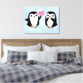 Pinguïns in de liefde canvas afdruk (Insitu (Slaapkamer))