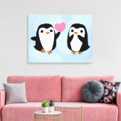 Pinguïns in de liefde canvas afdruk (Insitu (Woonkamer))