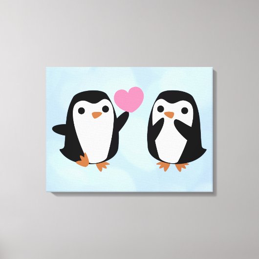 Pinguïns in de liefde canvas afdruk (Voorkant)