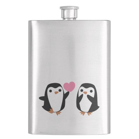 Pinguïns in de liefde heupfles (Voorkant)