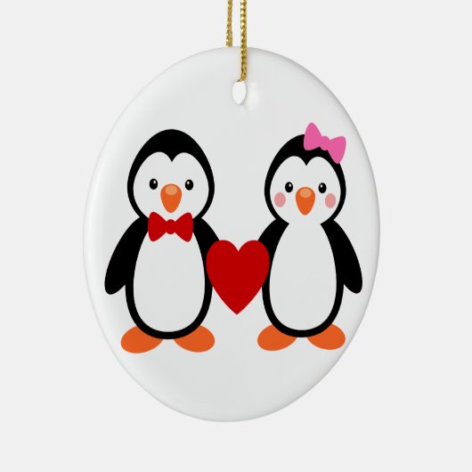 Pinguïns in de liefde keramisch ornament (Rechts)
