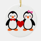 Pinguïns in de liefde keramisch ornament (Voorkant)