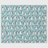 Pinguïns in het sneeuwpatroon cadeaupapier (Vlak)
