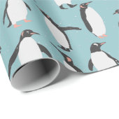 Pinguïns in het sneeuwpatroon cadeaupapier (Rol Hoek)