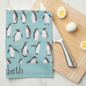 Pinguïns in het sneeuwpatroon theedoek (Quarter Fold)