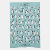 Pinguïns in het sneeuwpatroon theedoek (Verticaal)