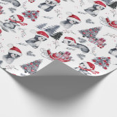 Pinguïns in het winterpatroon van Santa Hats Cadeaupapier (Hoek)