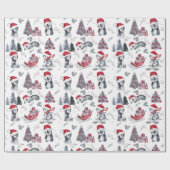 Pinguïns in het winterpatroon van Santa Hats Cadeaupapier (Vlak)
