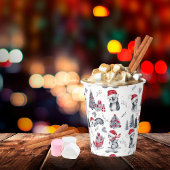 Pinguïns in het winterpatroon van Santa Hats Papieren Bekers