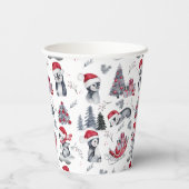Pinguïns in het winterpatroon van Santa Hats Papieren Bekers (Achterkant)