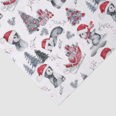 Pinguïns in het winterpatroon van Santa Hats Tissuepapier (Detail)