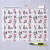 Pinguïns in het winterpatroon van Santa Hats Tissuepapier (Craft)