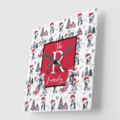 Pinguïns in het winterpatroon van Santa Hats Vierkante Klok (Hoek)