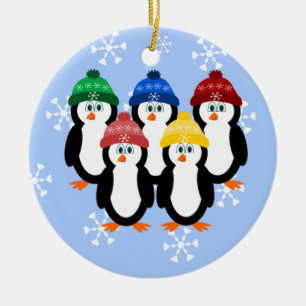 Pinguïns in kerstboomversiering met winterse Pett Keramisch Ornament