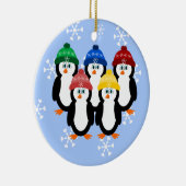 Pinguïns in kerstboomversiering met winterse Pette Keramisch Ornament (Rechts)