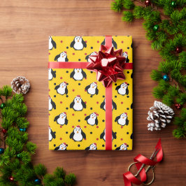 Pinguïns in kerststemming inpakpapier
