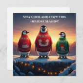 Pinguïns in lelijke kersttrui kerstkaart (Voorkant / Achterkant)