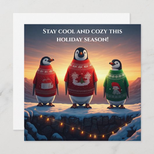 Pinguïns in lelijke kersttrui kerstkaart (Voorkant / Achterkant)
