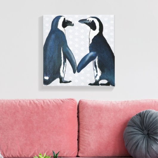 Pinguïns in liefde canvas afdruk (Insitu (Woonkamer))
