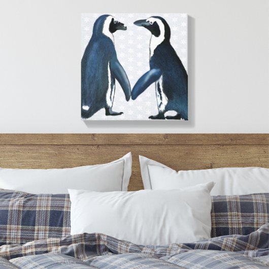 Pinguïns in liefde canvas afdruk (Insitu (Slaapkamer))