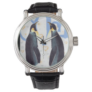 Pinguïns in liefde  lederen bandhorloge horloge