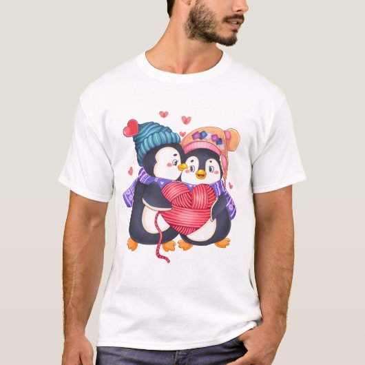 Pinguïns in Love T-Shirt (Voorkant)