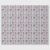 Pinguïns in Santa Hats Winter Scene Grey Pattern Cadeaupapier (Vlak)