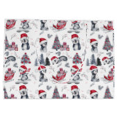 Pinguïns in Santa Hats Winter Scene Pattern Groot Cadeauzakje (Achterkant)