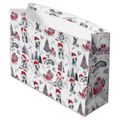 Pinguïns in Santa Hats Winter Scene Pattern Groot  Groot Cadeauzakje (Achterkant Gekanteld)