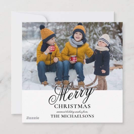 Pinguïns in Santa hoeden op het strand Feestdagenkaart (Achterkant)