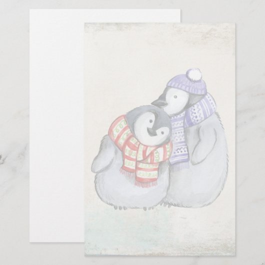 Pinguïns in winterscharven en Petten Briefpapier (Voorkant / Achterkant)