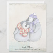 Pinguïns in winterscharven en Petten Custom Briefhoofd (Voorkant / Achterkant)