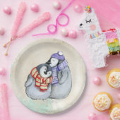 Pinguïns in winterscharven en Petten Papieren Bordje (Feest)