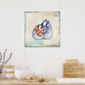 Pinguïns in winterscharven en Petten Poster (Keuken)