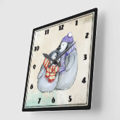 Pinguïns in winterscharven en Petten Vierkante Klok (Hoek)