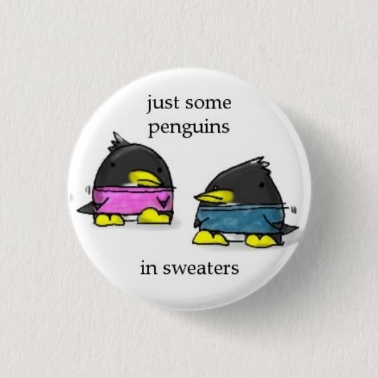 pinguïns in zweet ronde button 3,2 cm (Voorkant)
