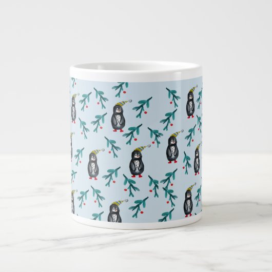 Pinguïns Kerst Kunst Grote Koffiekop (Voorkant)