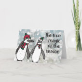 Pinguïns kerst Magic van de Seizoensklap Bedankkaart (Voorkant)