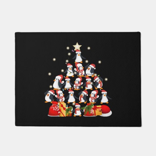pinguïns kerstboom deurmat (Voorkant)