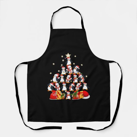 pinguïns kerstboom schort (Voorkant)