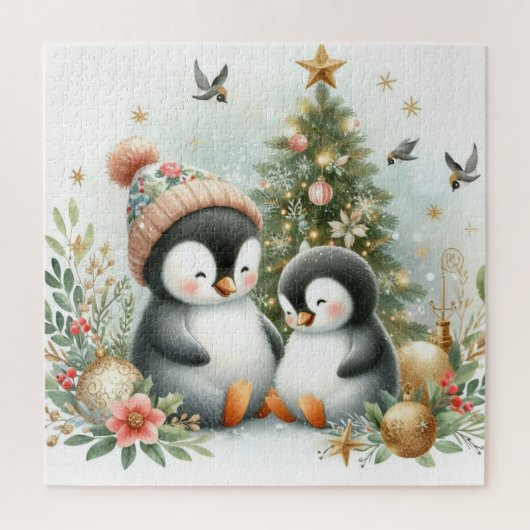 Pinguïns Kerstmis Legpuzzel (Verticaal)