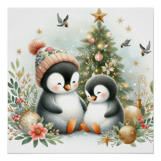 Pinguïns Kerstmis Perfect Poster (Voorkant)