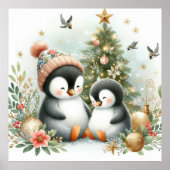 Pinguïns Kerstmis Poster (Voorkant)