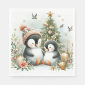 Pinguïns Kerstmis Servet (Voorkant)